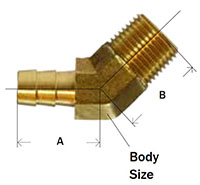 Brass 45 Degree Hose Elbow Diagram